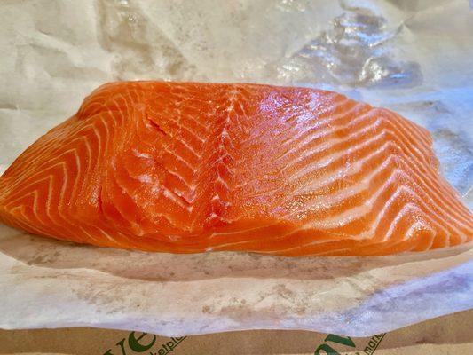 Alaska Salmon with beautiful color and fats lines!