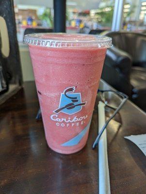 LARGE strawberry banana smoothie FREE just for signing up for Caribou rewards program.