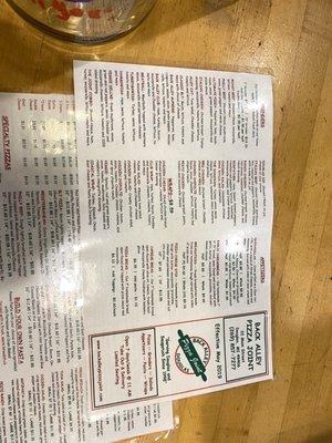 Menu. Hope you can zoom in!