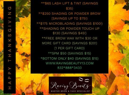 November 2019 Specials!