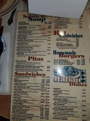 Menu - Soup, Sandwiches, Italian