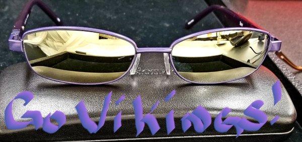 New kids framed that change color in the sun.  And a special purple pair with gold mirror made for a die hard Viking fan