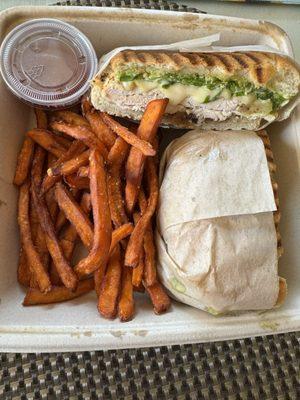 Chicken Havarti with Sweet Potato Fries