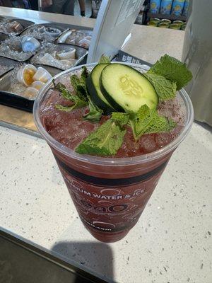 Watermelon, mint coconut tea  With fresh mint and cucumbers