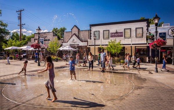 Kids enjoy the summer splash pad in McFadden Plaza in the heart of Carson City