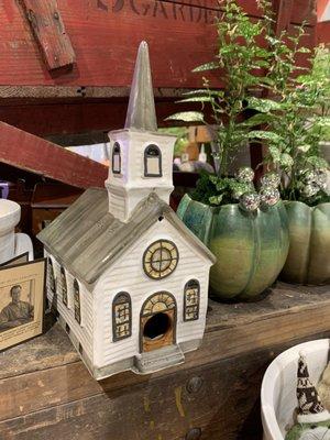 Neat ceramic birdhouse. Still thinking I need to go back for this!