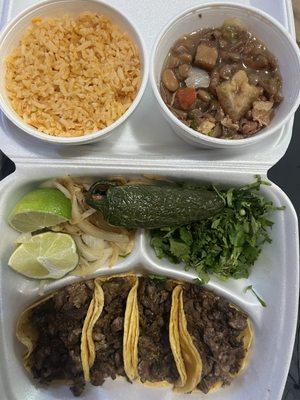 Tacos rice and beans