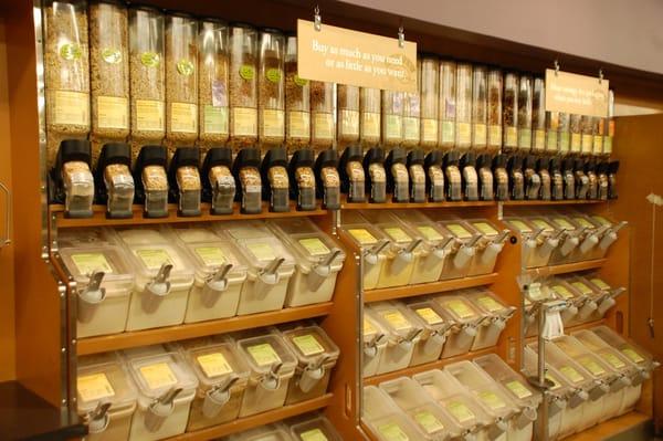 The bulk department offers a variety of foods by the scoop including flours, sweeteners and grains.