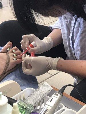 Mom getting her nails done