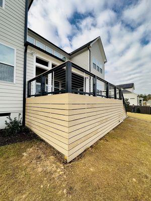 Composite deck addition with cable railing