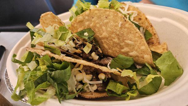 Carnitas tacos. Good but next time will get the bowl.