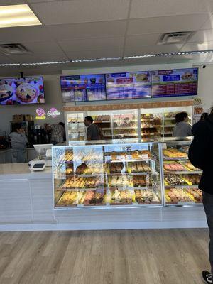 Menu and donut display case