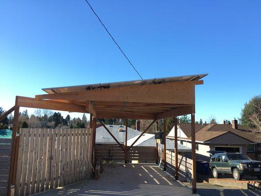 Custom WSNE designed and constructed Solar Carport in West Seattle