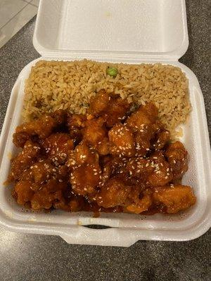 Sesame chicken (I took a few bites already). Always good and SO much food!