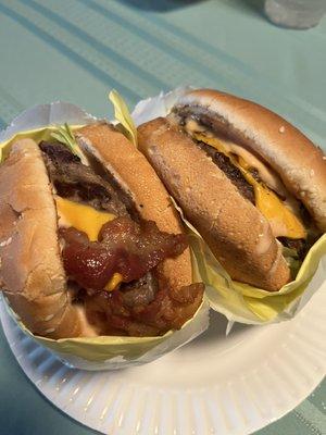 Bacon cheese burger & Double cheese burger