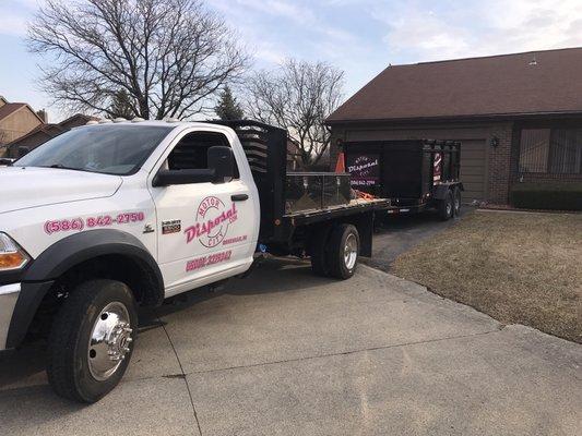 Dropping off a 10 yard driveway safe dumpster for a commercial customer