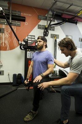 Corrective exercises in the Kinetik Training Room.