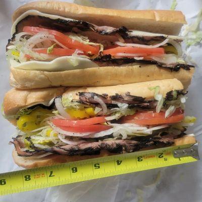 Length and girth of this roast beef hoagie