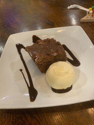 Homemade Rocky Road Chocolate Sheet Cake and ice cream