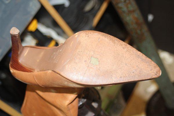 Working on a sole.