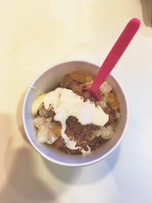 Cake batter and cookie butter with tapioca, Heath, mochi and marshmallow sauce