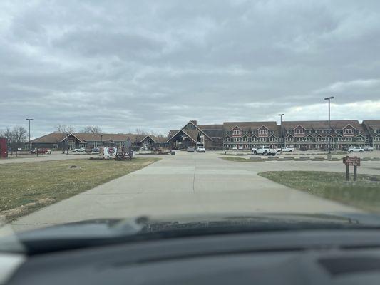 The main lodge and hotel rooms