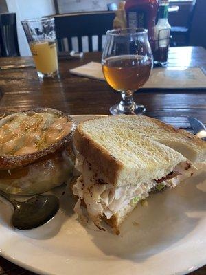 1/2 turkey sandwich, Southern Pumpking ale and reuben soup