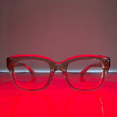 Unnatural beauty from Masahiro Maruyama. The asymmetrical MM-0001 in clear light brown takes on the color of surrounding objects