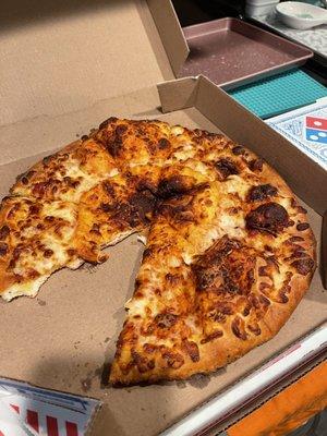 Sad 'extra' cheese pizza