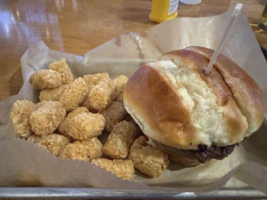 Peanut butter burger & tots