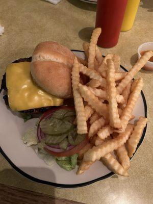 char burger with cheese