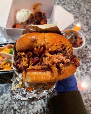 Kimchi-Q pork sandwich