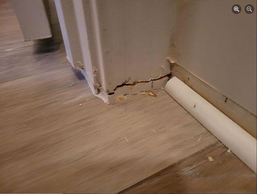 This is how they adjusted door frames when they took out carpet and put in laminate flooring.