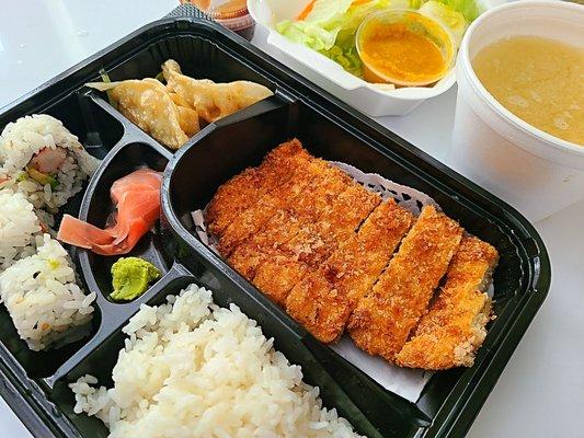 Chicken katsu lunch bento - $15 ordered on Doordash, $13.95 in person