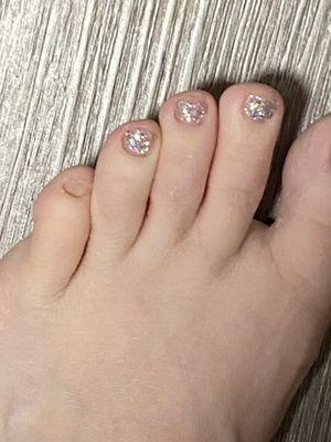 Missing polish on pinky toe