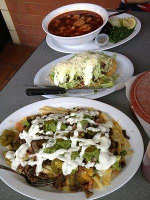 Carne Asada Fries, Huaraches, and Menudo