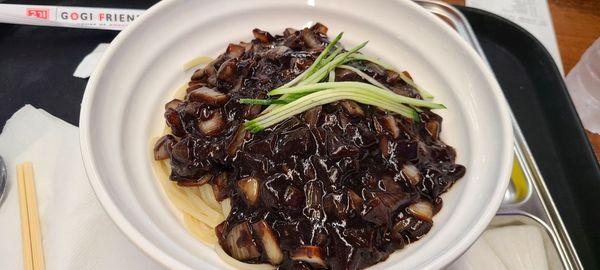 Jjajangmyun-black bean sauce over noodles