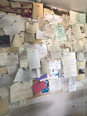 Wall of thank-you cards