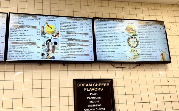 Menu sign board display (April 2023) - zoom in to see details and prices.