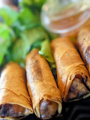 Pork and vegetable egg roll.