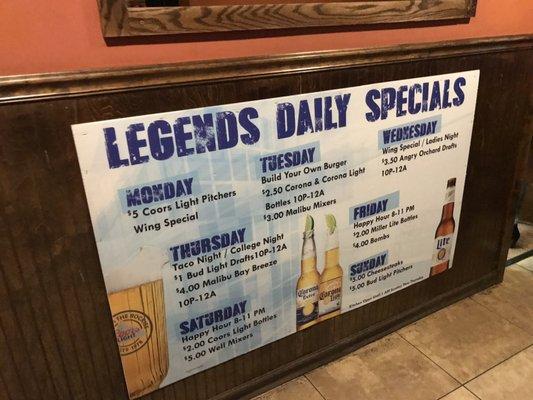 Daily Specials 2019