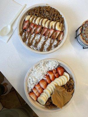 Sunset bowls. One with PB instead of the maple almond butter drizzle