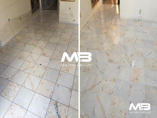 Marble floor refinishing, polishing and sealing