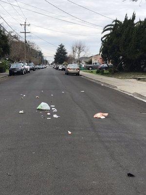 An ACI garbage truck had this trash fall off of his truck. I immediately called (@9:39 am)