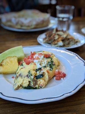 Garden Scramble, subbed pancakes for potatoes! IG - @bilalandjesseatfood