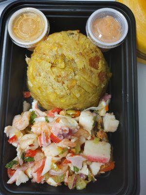 Seafood Salad and Tostones