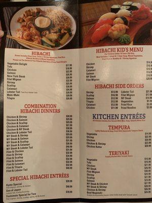 Menu - Hibachi and Kitchen