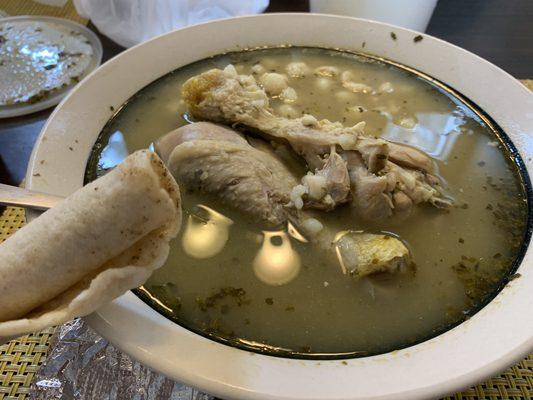 33. Pozole Soup, pozole verde de pollo (chicken) very good flavor and fulfilling.