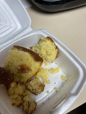 Very crumbly and dry cornbread muffin