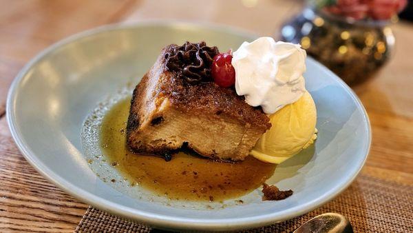 Bread Pudding with Vanilla Ice Cream